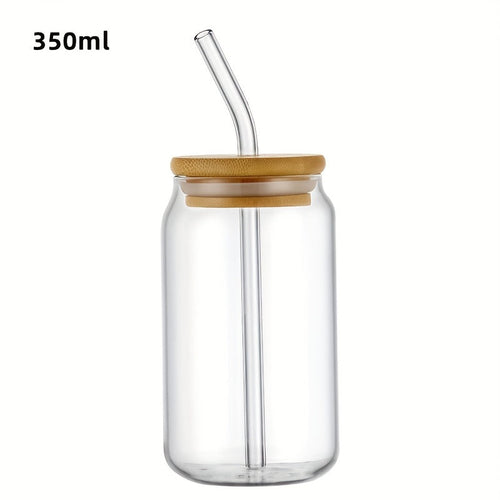 Vielseitiger Glasbecher mit Deckel & Strohhalm – 350ml / 550ml