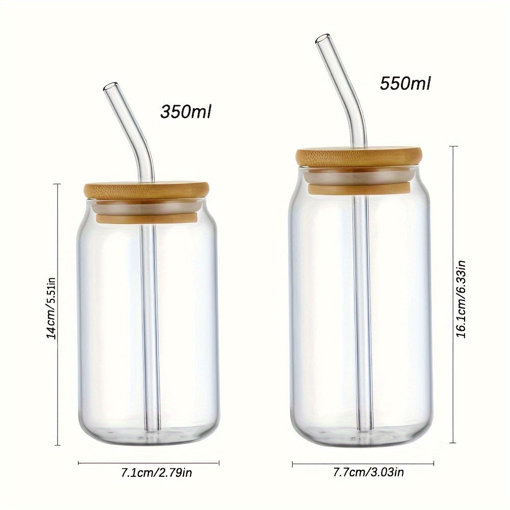Vielseitiger Glasbecher mit Deckel & Strohhalm – 350ml / 550ml