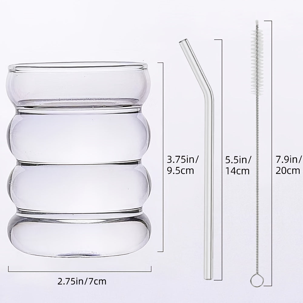 Set aus 2 süßen 350ml Glasbechern inkl. Zubehör – Für stilvollen Genuss!