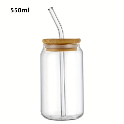 Vielseitiger Glasbecher mit Deckel & Strohhalm – 350ml / 550ml