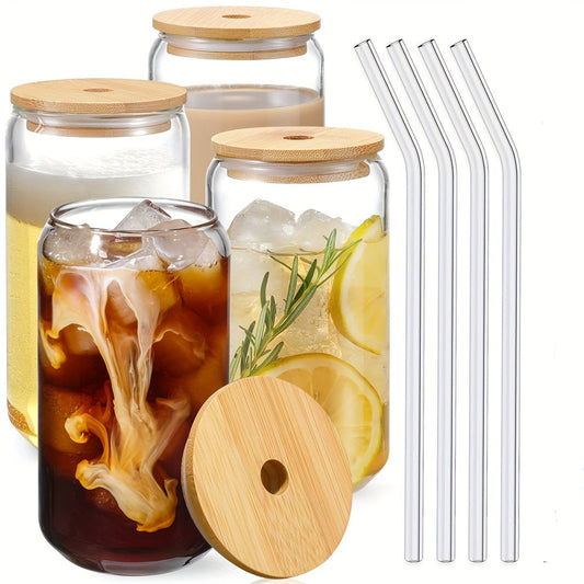 Vielseitiger Glasbecher mit Deckel & Strohhalm – 350ml / 550ml