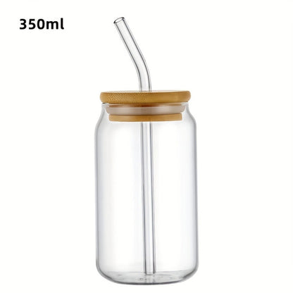 Vielseitiger Glasbecher mit Deckel & Strohhalm – 350ml / 550ml