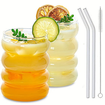 Set aus 2 süßen 350ml Glasbechern inkl. Zubehör – Für stilvollen Genuss!