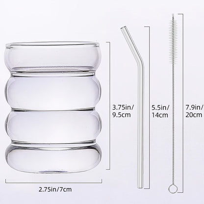 Set aus 2 süßen 350ml Glasbechern inkl. Zubehör – Für stilvollen Genuss!